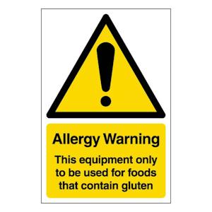 Allergy Warning Equipment To Be Used For Foods That Contain Gluten