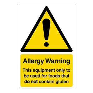 Allergy Warning Equipment To Be Used For Foods That Do Not Contain Gluten