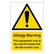 This Equipment Only To Be Used For Foods That Do Not Contain Nuts