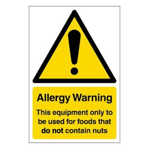 Allergy Warning Equipment To Be Used For Foods That Do Not Contain Nuts
