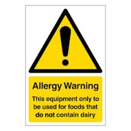 This Equipment Only To Be Used For Foods That Do Not Contain Diary