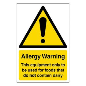 Allergy Warning Equipment To Be Used For Foods That Do Not Contain Diary