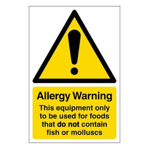 Allergy Warning Equipment To Be Used For Foods That Do Not Contain Fish Or Molluscs