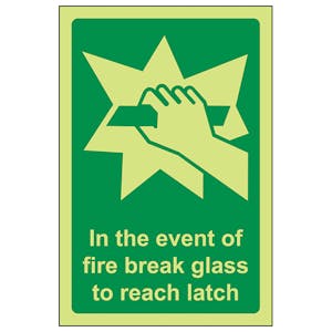 In The Event Of Fire Break Glass To Reach Latch - Portrait