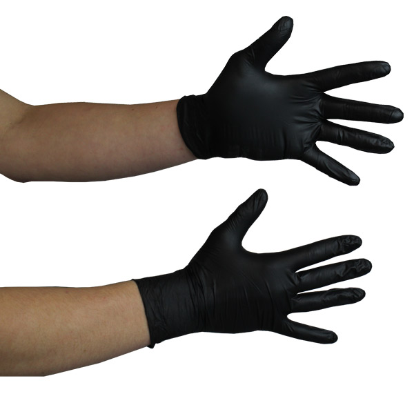 economy black powder free nitrile gloves