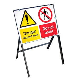 Danger Hazard Area Sign with Stanchion Frame