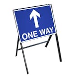 One Way Sign with Stanchion Frame