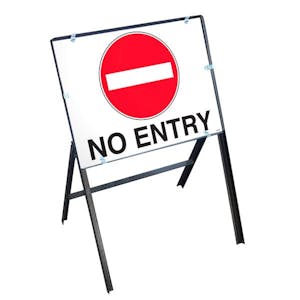 No Entry Symbol Sign with Stanchion Frame