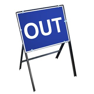 Out Sign with Stanchion Frame