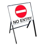 No Entry Symbol Sign with Stanchion Frame