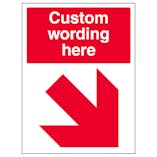 Custom Red Arrow Down Right Sign