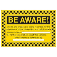 GDPR Be Aware CCTV Sign 