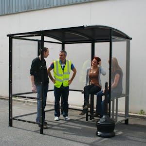 Curved Full-Frame 4-Sided Smoking Shelter - Aluminum Roof