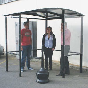 Curved Half-Frame 4-Sided Smoking Shelter - Aluminum Roof