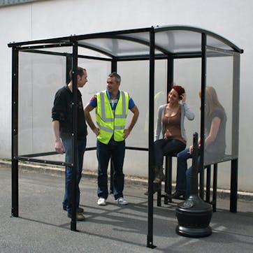 Steel Half-Frame 4-Sided Smoking Shelter - Clear Roof