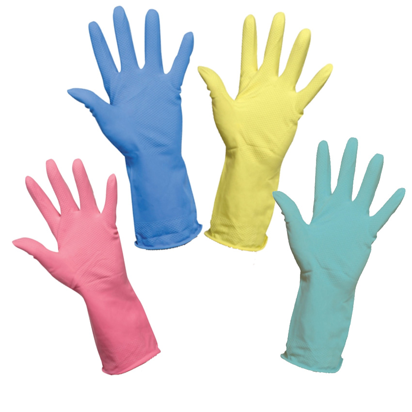 12 Pairs Delta Plus Venitex VE440 Blue Latex Washing Up Rubber Gloves Marigolds 