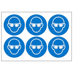 Eye Protection Vinyl Labels On A Sheet