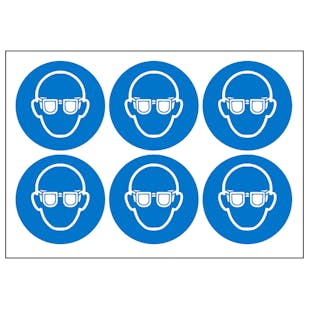 Eye Protection Vinyl Labels On A Sheet