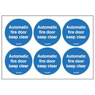 Automatic Fire Door Keep Clear Vinyl Labels On A Sheet