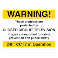 Warning! These Premises Are Protected By CCTV - Yellow - Window Sticker