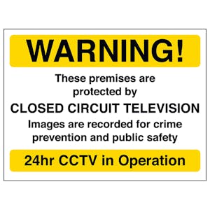 Warning! These Premises Are Protected By CCTV - Yellow - Window Sticker