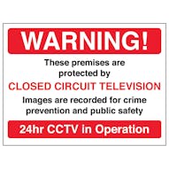 Warning! These Premises Are Protected By CCTV - Red - Window Sticker