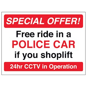 Free Ride In A Police Car If You Shoplift - Red - Window Sticker