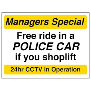 Free Ride In A Police Car If You Shoplift - Yellow - Window Sticker