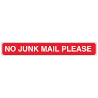 No Junk Mail Please, Letter Box Sticker