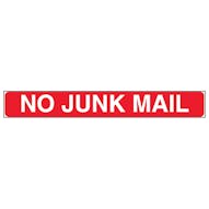 No Junk Mail, Letter Box Sticker