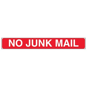 No Junk Mail, Letter Box Sticker