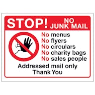 Stop! No Junk Mail, No Menus, No...Addressed Mail, Thank You