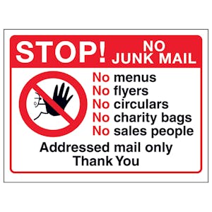 Stop! No Junk Mail, No Menus, No...Addressed Mail, Thank You