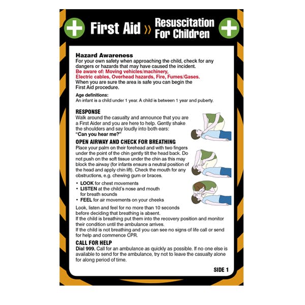 First Aid Pocket Guide - For Child Resuscitation | Signs, Posters ...