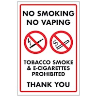 No Smoking No Vaping Tobacco Smoke & E-Cigarettes Prohib...
