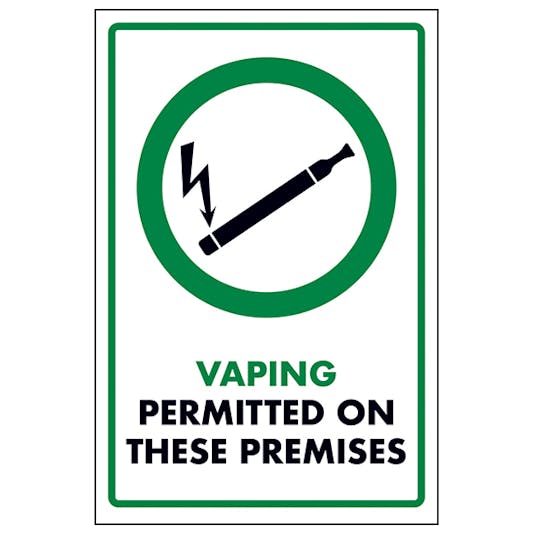 Vaping Permitted On These Premises Smoking Signs Safety Signs Eureka Direct