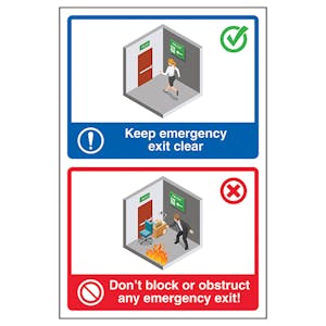 Keep Emergency Exit Clear / Don't Block...Exit Poster