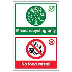 Mixed Recycling Only / No Food Waste! Poster