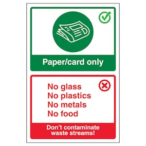 Paper/Card Only / Don't Contaminate Waste Streams! Poster