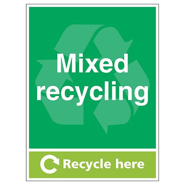 Mixed Recycling Recycle Here Portrait Waste Signs Recycling Signs
