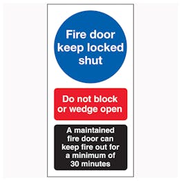 Fire Door Keep Locked Shut / Do Not Block / A Maintained Door