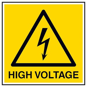 High Voltage Large Square Labels On A Roll