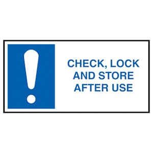 Check, Lock and Store After Use Labels On A Roll