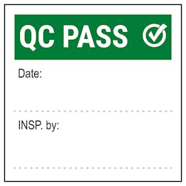 QC Pass Write-On Green Labels On A Roll