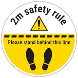 2m Safety Rule - Stand Behind The Line Temporary Floor Sticker