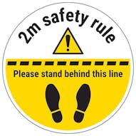 2m Safety Rule - Stand Behind The Line Temporary Floor Sticker 