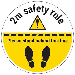 2m Safety Rule - Stand Behind The Line Temporary Floor Sticker