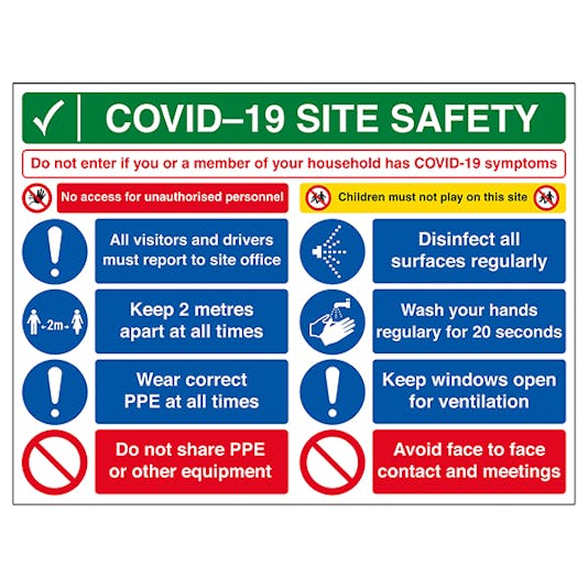 Covid-19 Site Safety Boards | Infection Control Essentials | Safety Signs