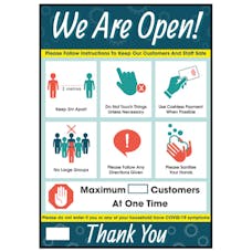 We Are Open - Max Customers Poster
