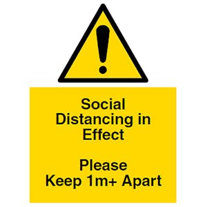 Social Distancing in Effect - Keep 1m+ Apart